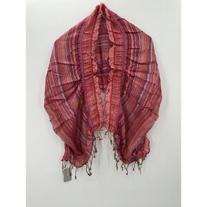 RAJ Scarf Anthropologie Accessory Sheer Boho Hippie Pink Purple‎ Fringe NEW